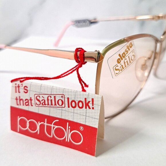 AUTHENTICALLY VINTAGE Eyeglass Frame by Safilo, Rx'able, pink metal, hippie big - Picture 2 of 2